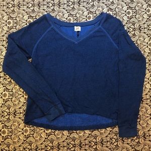 Check & Stripe Comfy V-Neck Long Sleeve Thermal Shirt Size Large